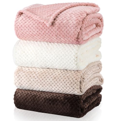 4 Pcs Fleece Throw Blanket (Graceful Color)