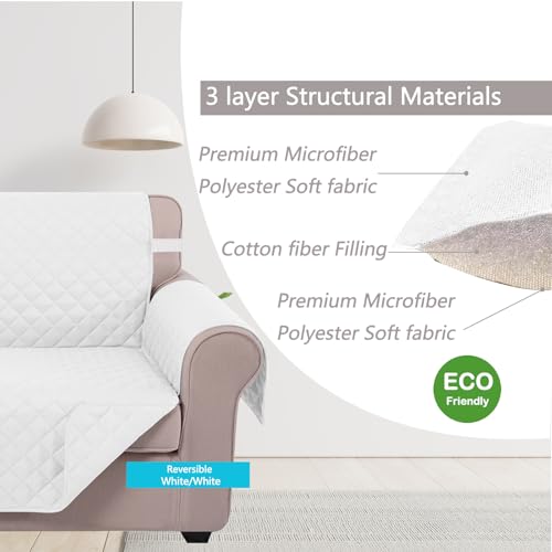 Loveseat Sofa Cover for 2 Cushion Couch (White/White / 54"loveseat-medium)