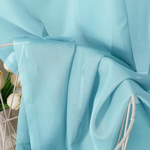Aqua Sheer Curtains 84 Inches Long 2 Panels Set for Living Room (42"W x 84"L (Pack of 2) / Aqua)