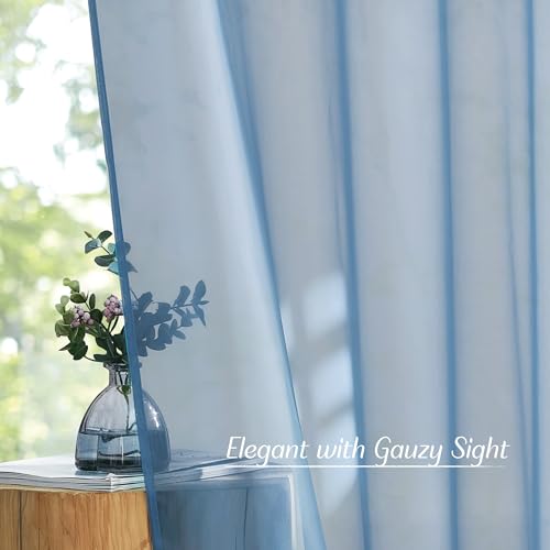 Voile Sheer Stone Blue Curtains 84 Inches Long (Stone Blue / 54"W x 84"L (Pack of 2))