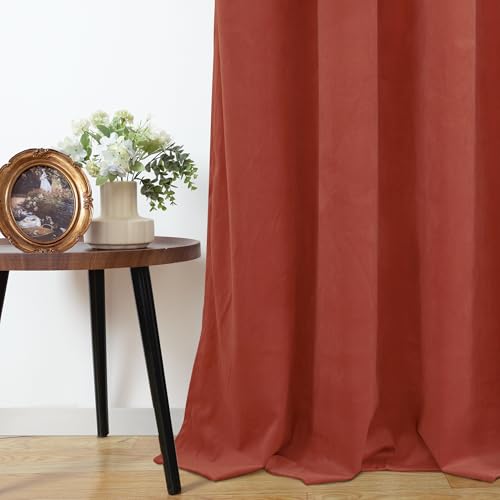 Terracotta Velvet Blackout Curtains 84 Inches Long for Fall Living Room (Terracotta / 52"W x 84"L (Pack of 2))