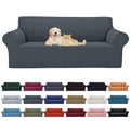 2026 New Stretch Oversized Sofa Slipcovers Couch Sofa Cover for 4 Seater Furniture Protector Covers with Elastic Bottom Jacquard Fabric Small Checks for Pets (Grey / Oversized Sofa)