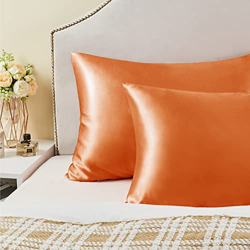Zipper Satin Pillowcases (Burnt Orange / King (20" x 36")-Zipper)