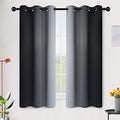 Ombre Black to Grey White Curtains for Living Room 42Wx63L (42"W x 63"L (Pack of 2) / Black)
