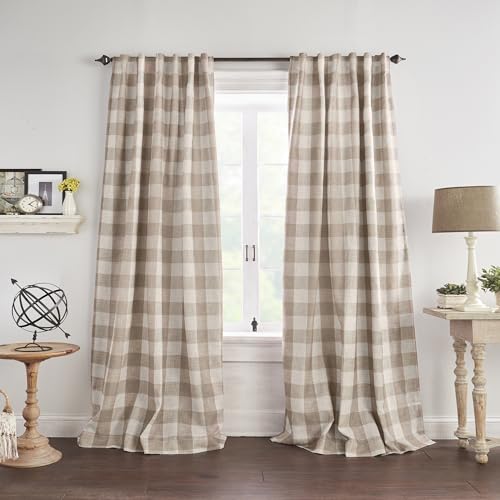 Grainger Buffalo Check Blackout Window Curtain (Linen / 52"W x 84"L (Pack of 1))