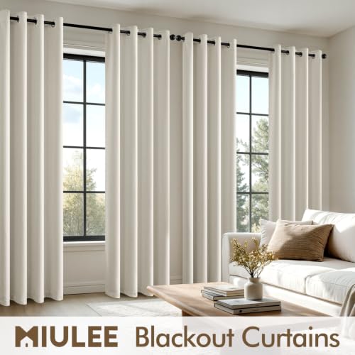 Ivory Blackout Bedroom Curtains Drapes 84 Inch Long 52"x84" (Ivory / 52"W x 84"L (Pack of 2))