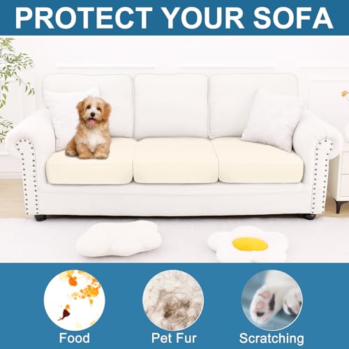 Couch Cushion Covers (Cream / Seat 3 Pack)