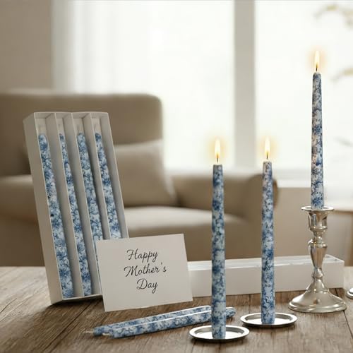 Chinoiserie Blue Floral Taper Candles (8D4T-BLUFLW)
