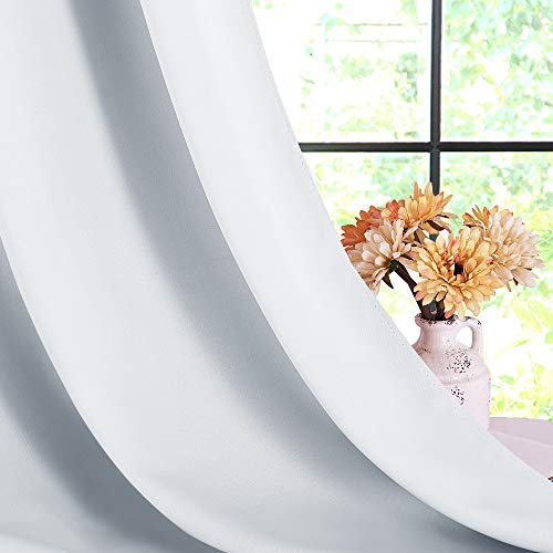 Room Darkening Curtain Panels for Bedroom (Greyish White / 42"W x 54"L (Pack of 2))