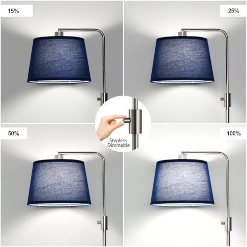 Dimmable Floor Lamp (Brushed Nickel-Blue Shade)