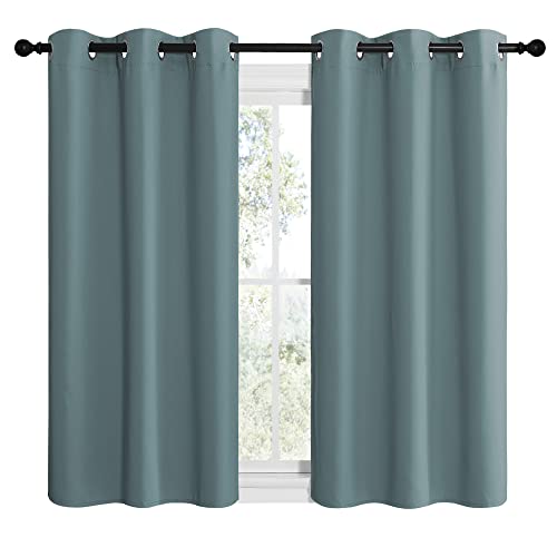 Greyish Blue Blackout Curtains for Guest Room 42" x 48" 2 Panels (Greyish Blue / 42"W x 48"L (Pack of 2))