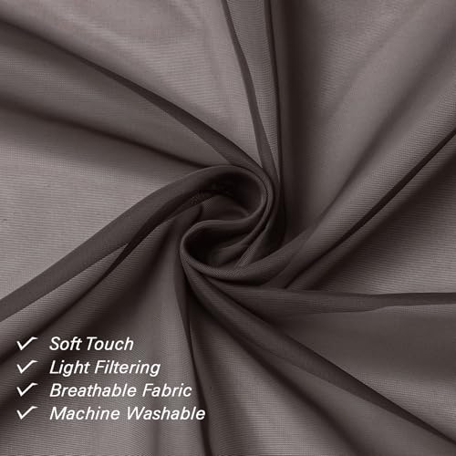 Chocolate Sheer Curtains 54 Inch Length 2 Panels (Chocolate / 42"W x 54"L (Pack of 2))