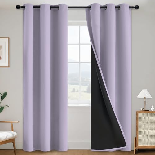 Lilac 100% Blackout Curtains Room Darkening Living Room 84 Inch (Lilac / 38"W x 84"L (Pack of 2))