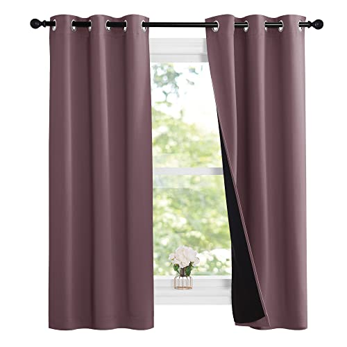 Dry Rose 100% Blackout Lined Curtains (Dry Rose / 37"W x 63"L (Pack of 2))