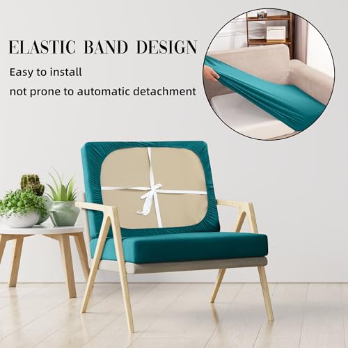 12PCS Patio Cushion Covers.Patio Furniture Couch SeatSlipcovers (Peacock Blue / 12PCS)