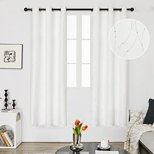 Living Room Curtains 72 Inches Long (Pure White/Wave Dots / 42"W x 72"L (Pack of 2))