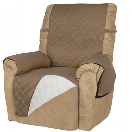 Reversible Recliner Chair Covers Couch Covers for Dogs (Small Recliner / Camel/Ivory)