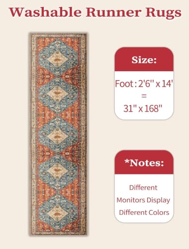 2'6"x14' Washable Non Slip Boho Runner Rug for Hallway (Tribal Medallion/Multi / 2'6" x 14' (Runner))