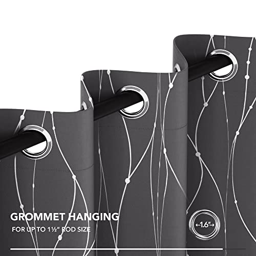 Living Room Curtains 95 Inches Long (Dark Grey/Wave Dots / 52"W x 95"L (Pack of 2))