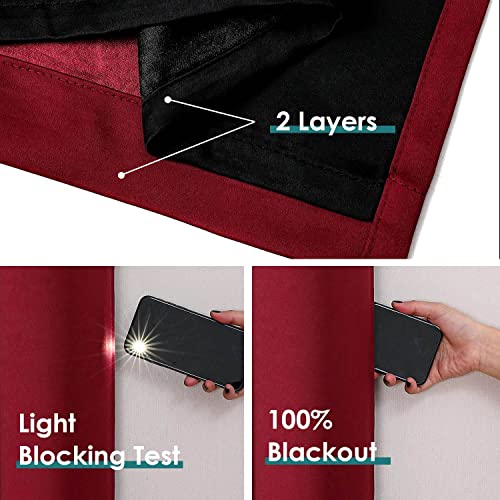 100% Blackout Curtains for Bedroom 63 Inches Long 2 Panels Set (52"W x 63"L (Pack of 2) / Burgundy)