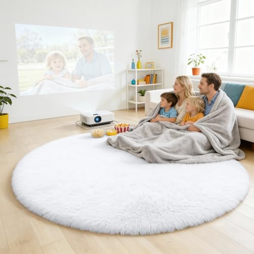 White Round Rugs for Bedroom (9 Ft Round / White)