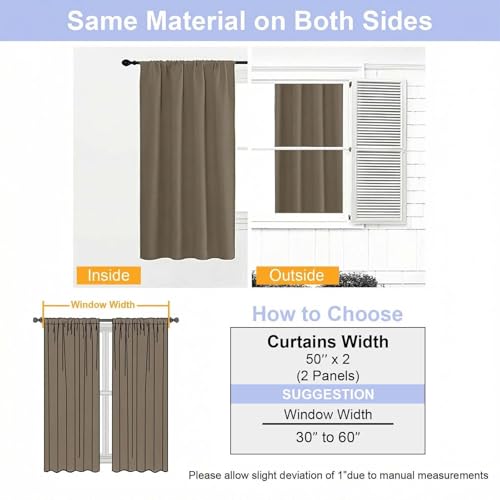 Ava Blackout Curtains for Patio 108 Inches Long 2 Panels Set (Latte / 50"W x 108"L (Pack of 2))