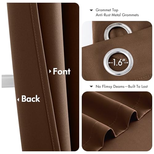 Blackout Curtains for Bedroom 2 Panels 50 x 63 Inch Cappuccino Brown (Cappuccino Brown / 50"W x 63"L (Pack of 2))