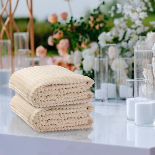 6 Pcs Flannel Blankets Bulk (Beige)