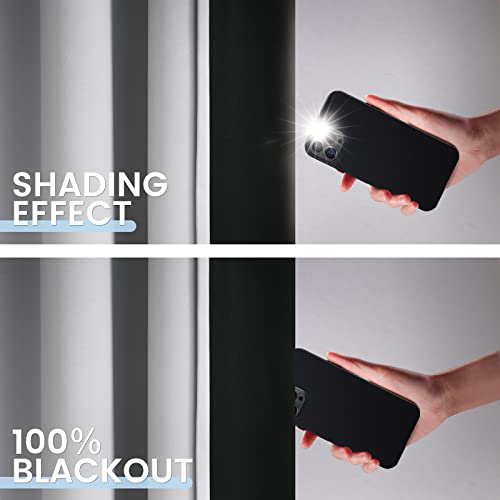 White 100% Blackout Curtains Room Darkening Living Room 84 Inch (White / 52"W x 84"L (Pack of 2))