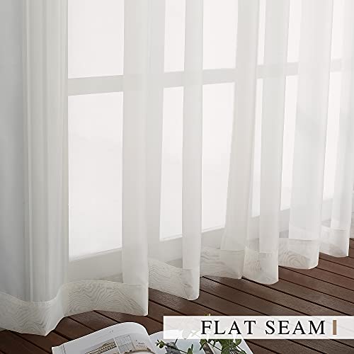 Sheer Curtains for Bedroom Windows (Beige / 37"W x 63"L (Pack of 2))