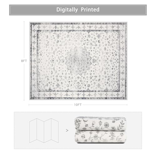 8x10 Washable Area Rugs for Living Room (8' x 10' (Rectangular) / Gray-white)