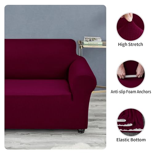 Christmas Stretch Couch Cover Slipcovers (Burgundy / Large（78"-94"）)
