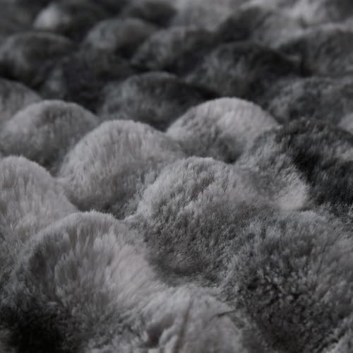 Soft Bubble Faux Fur Throw Blanket (Tie-dye Light Grey / 60“x80”)