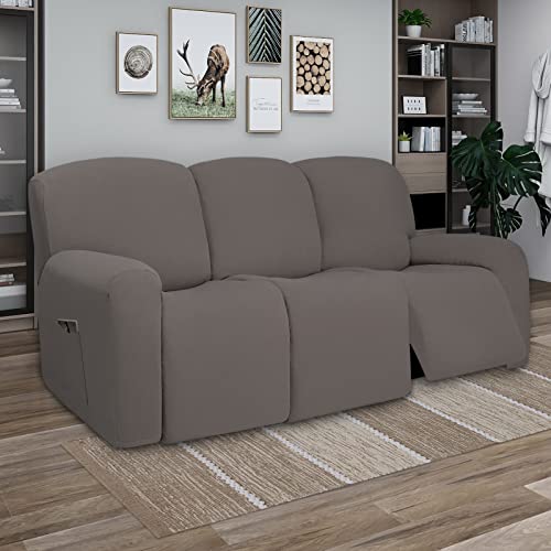 Super Stretch 3 Seats Recliner Sofa Couch Cover with Pocket (Large Recliner Sofa / Taupe)
