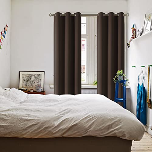 Brown Blackout Curtains for Living Room 84 Inch Long (Brown / 42"W x 84"L (Pack of 2))
