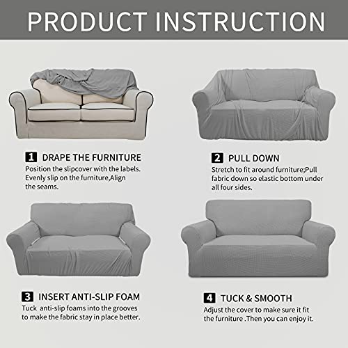 Stretch Chair Slipcover with Arm Washable Light Gray (Small Chair / Light Gray)