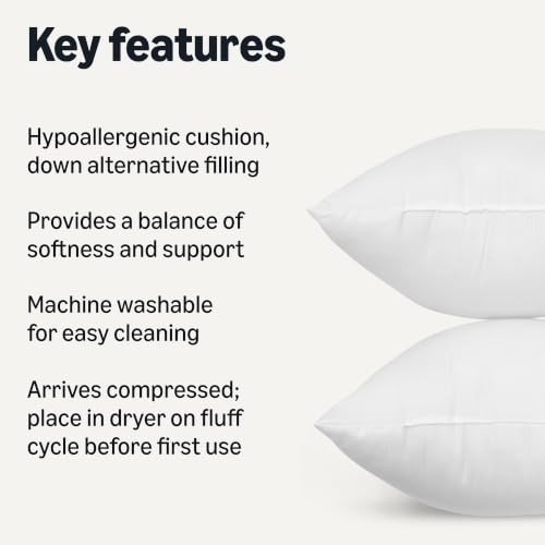 Square Hypoallergenic Pillow Insert (18 x 18 inches / 4 Pack)