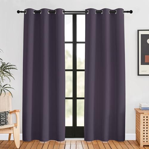 Blackout Window Curtains 80 inch Long (Greyish Purple / 34"W x 80"L (Pack of 2))