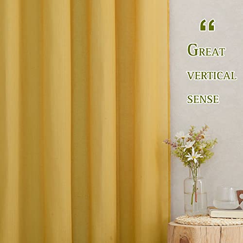 Citrine Linen Curtains 108 inches Long (52"W x 108"L (Pack of 2) / Citrine)