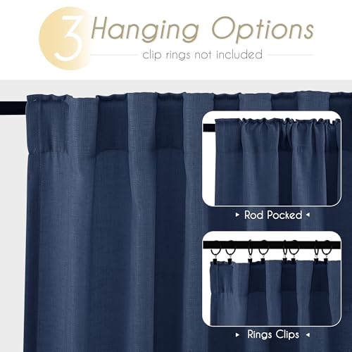 Navy Blue Curtains 90 inch Length for Bedroom (Navy Blue / 52"W x 90"L (Pack of 2))