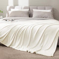 Fleece Blanket Soft Plush Full Bed Blanket Cream 84"x90" (Cream / Full(84"x90"))