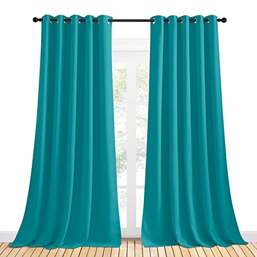 Thermal Insulated Peacock Teal Curtains for Living Room (Peacock Teal / 70"W x 95"L (Pack of 2))