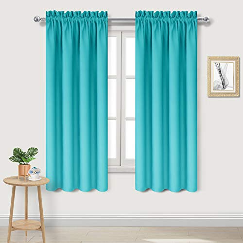 Blackout Curtains for Bedroom Living Room 38 x 72 Inch Long Turquoise (Turquoise / 38"W x 72"L (Pack of 2))
