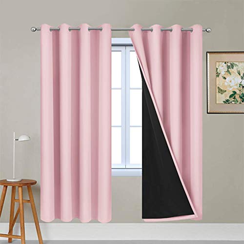Pink 100% Blackout Curtains 72 Inches Long for Bedroom 52" Wide (52"W x 72"L (Pack of 2) / Pink)