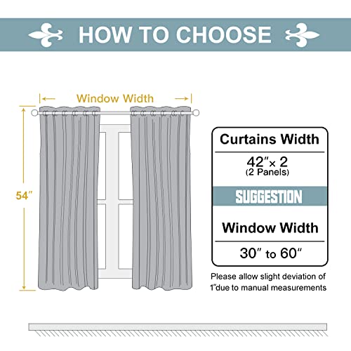 100% Blackout Curtains for Bedroom 54 Inches Long 2 Panels Set (42"W x 54"L (Pack of 2) / Dark Grey)