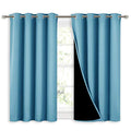 100% Blackout Short Curtains with Black Liners (Teal Blue / 52"W x 45"L (Pack of 2))
