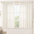 Cream Linen Semi Sheer Curtains 45 Inch for Windows (Cream / 52"W x 45"L (Pack of 2))