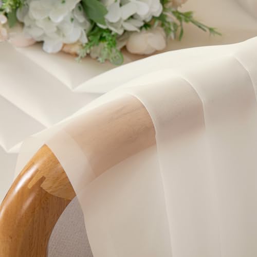 Cream Sheer Curtains 63 Inch Length 2 Panels Set for Living Room (42"W x 63"L (Pack of 2) / Cream)