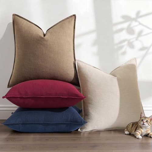 Fall Light Brown Linen Throw Pillow Covers 12x20 Set of 2 (Light Brown / 20" x 12" (Pack of 2))
