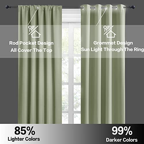 Kitchen Blackout Window Curtains Over Sink 36 inch Length (Sage Green / 29"W x 36"L (Pack of 2))